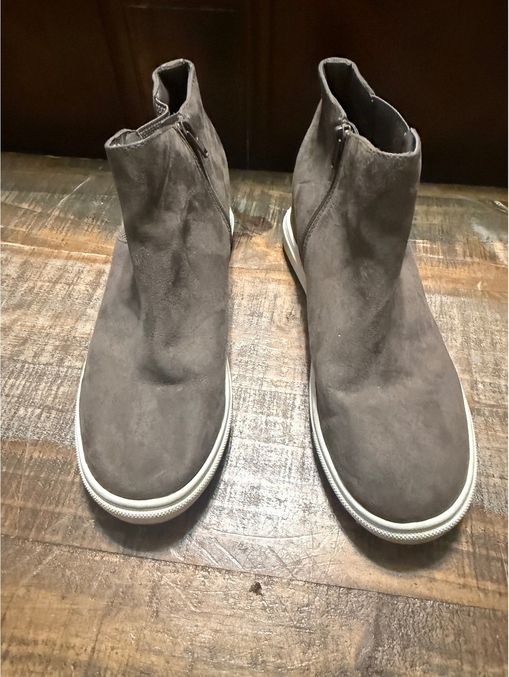 Madden Girl Women's Gray Suede Ankle Boots with Side Zipper, Size 9.5M